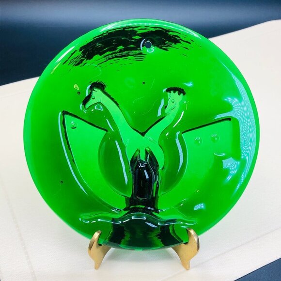 𝅺HOLMEGAARD Giraffe Noah’s Ark Green Glass Suncatcher by Michael Bang Denmark - Picture 2 of 10